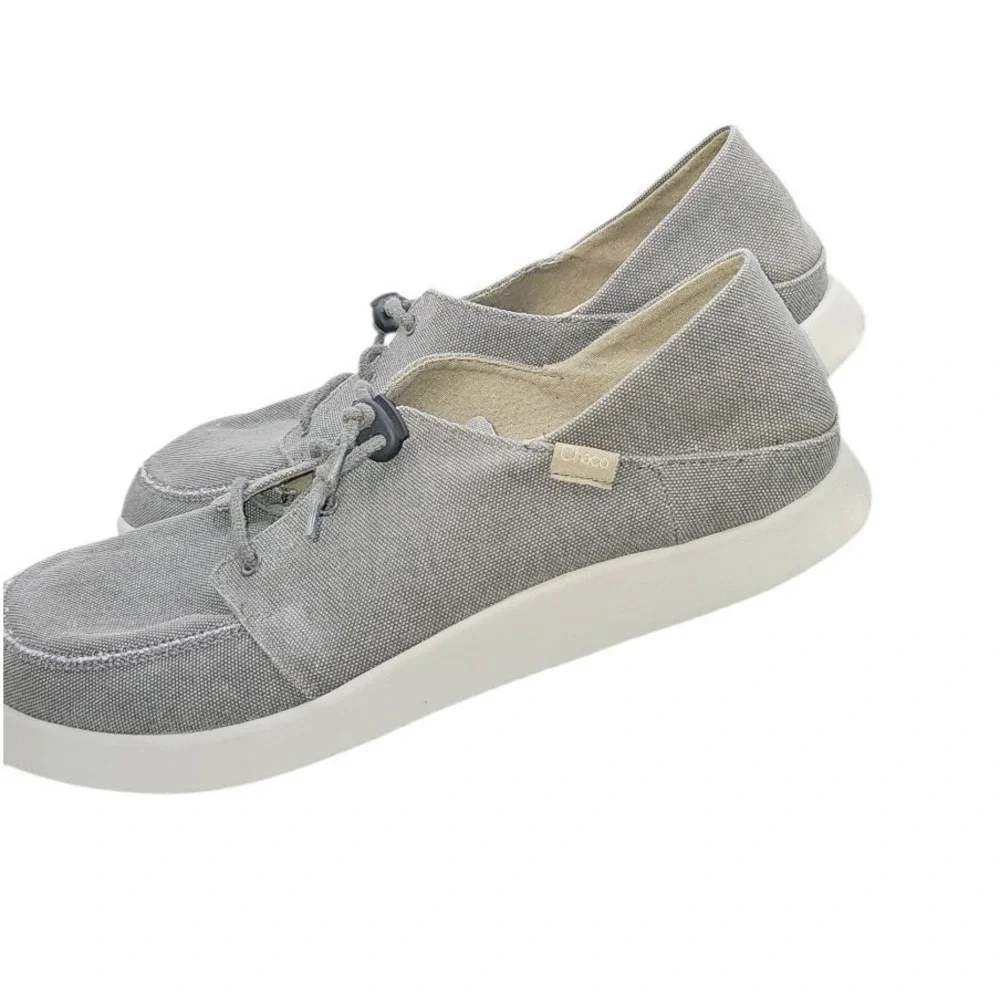 Chaco Paonia Grey Canvas Slip On Luvseat Footbed Shoes Mens‎ 14